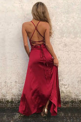 Burgundy Bridesmaid Dress Halter Sheath/Column Prom Dress
